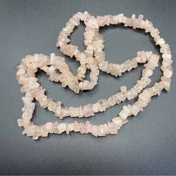Rose Quartz Chips Chunky Long Necklace - Picture 3 of 6
